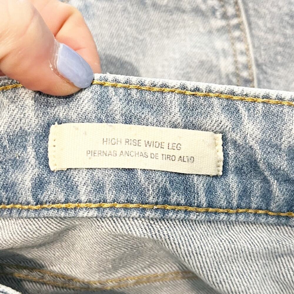 Universal Thread High Rise Wide Leg Released Raw Hem Jeans Blue 10 - Picture 4 of 4